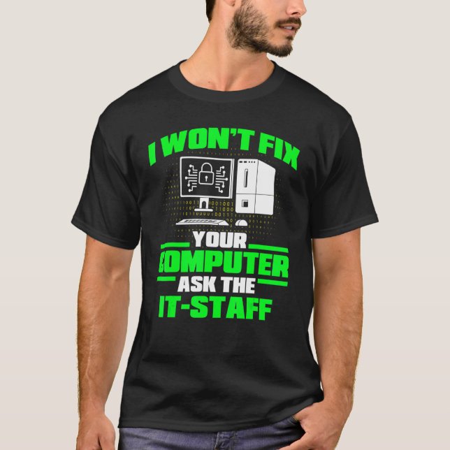 Beheben von Computer Gefragt IT-Mitarbeiter, Cyber T-Shirt (Vorderseite)