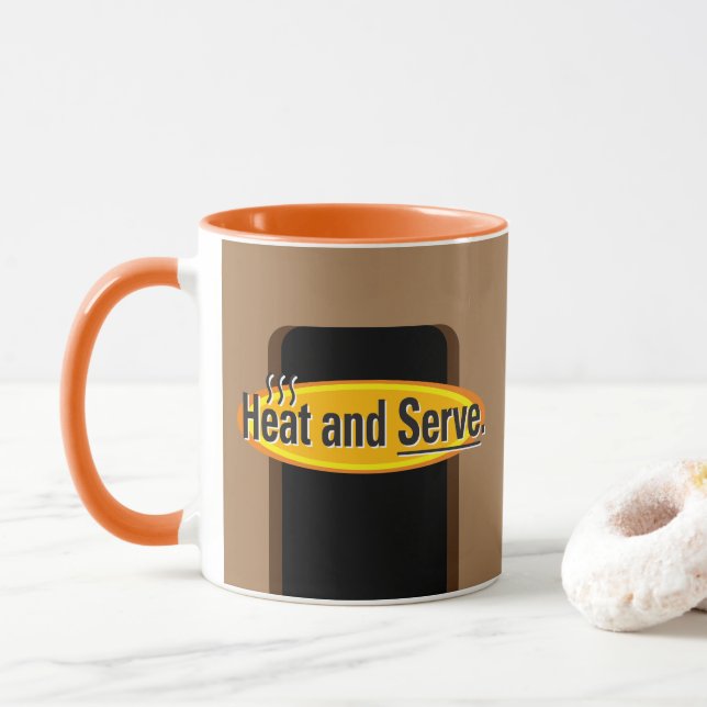 Beheizen und Servieren von schwarzem Text Tasse (Mit Donut)