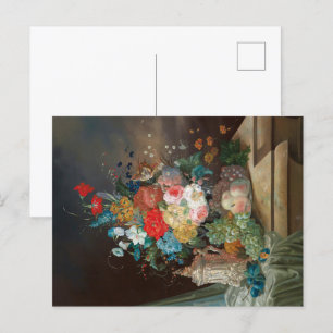 Beherrschendes Stillleben: Blume & Fruchtkarte Postkarte