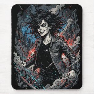 Beherrschtes Chaos Punk-Mädchen   Urbane Grunge-Re Mousepad