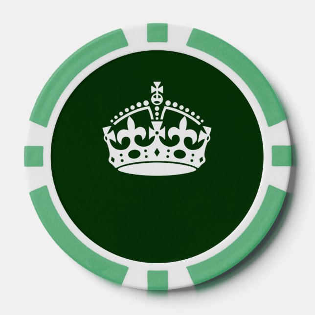 Behieltest einer ruhigen Krone in der waldgrünen D Pokerchips (Vorderseite)