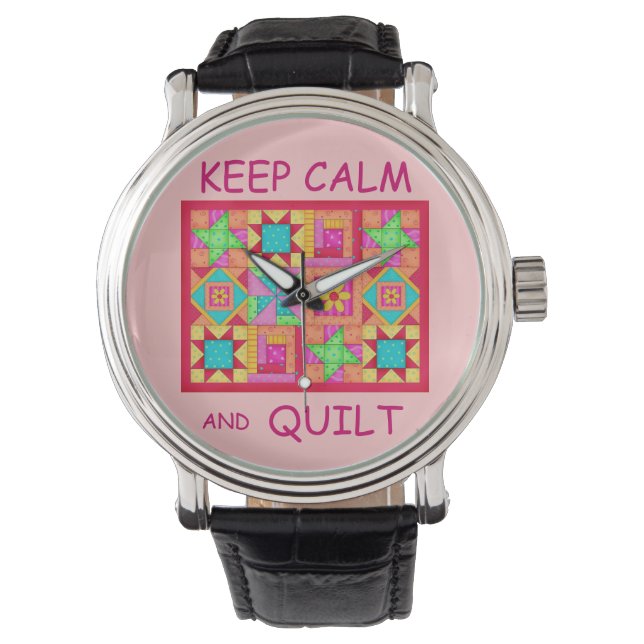 Behieltest von "Ruhe" und "Quilt Multi Block Patch Armbanduhr (Vorderseite)