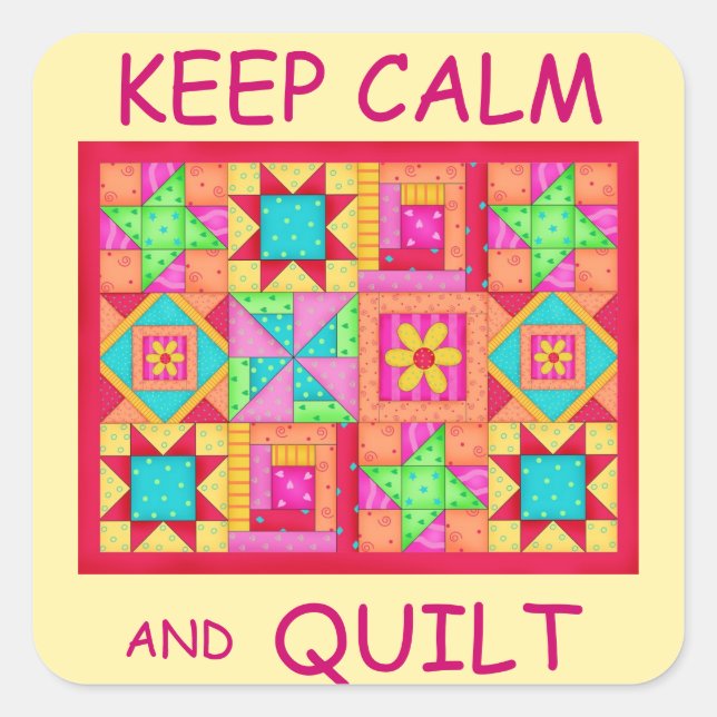 Behieltest von "Ruhe" und "Quilt Multi Block Patch Quadratischer Aufkleber (Vorderseite)