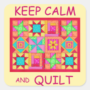 Behieltest von "Ruhe" und "Quilt Multi Block Patch Quadratischer Aufkleber