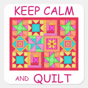 Behieltest von "Ruhe" und "Quilt Multi Block Patch Quadratischer Aufkleber