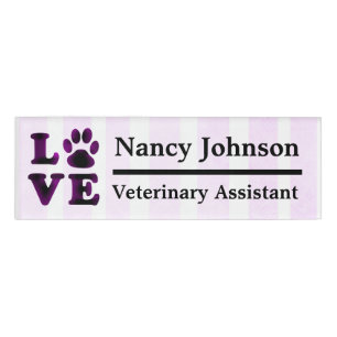 Behilflicher Namensveterinärumbau lila Pawprints Namenschild