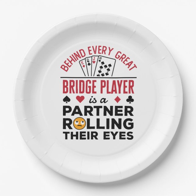Behind Every Great Bridge Player Funny Saying Pappteller (Vorderseite)