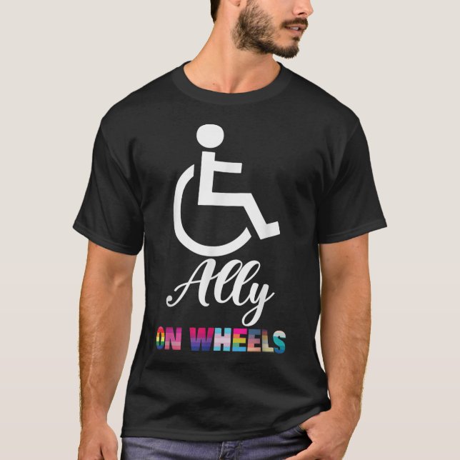 Behindertenbewusstsein auf Rädern mit T-Shirt (Vorderseite)