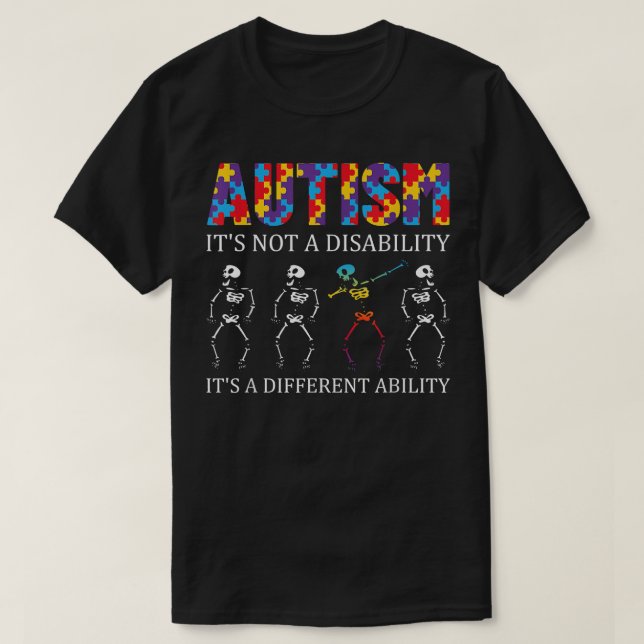 Behindertenbewusstsein Funny Dabbing Skelett Autis T-Shirt (Design vorne)
