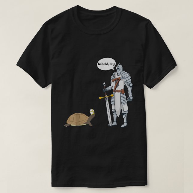 Behold Dog Funny Turtle trägt einen Priester Hat H T-Shirt (Design vorne)