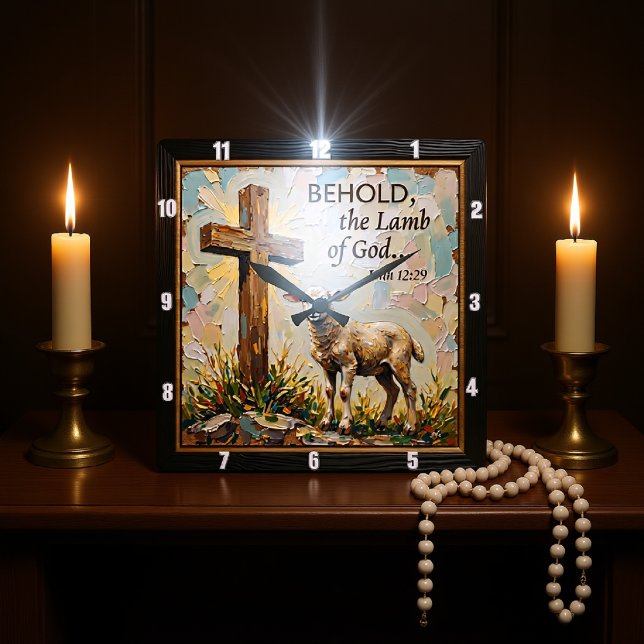 Behold The Lamb: Eternal Message Quadratische Wanduhr (Von Creator hochgeladen)