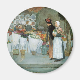Bei dem Floristen von Childe Hassam, Vintage Fine  Magnet