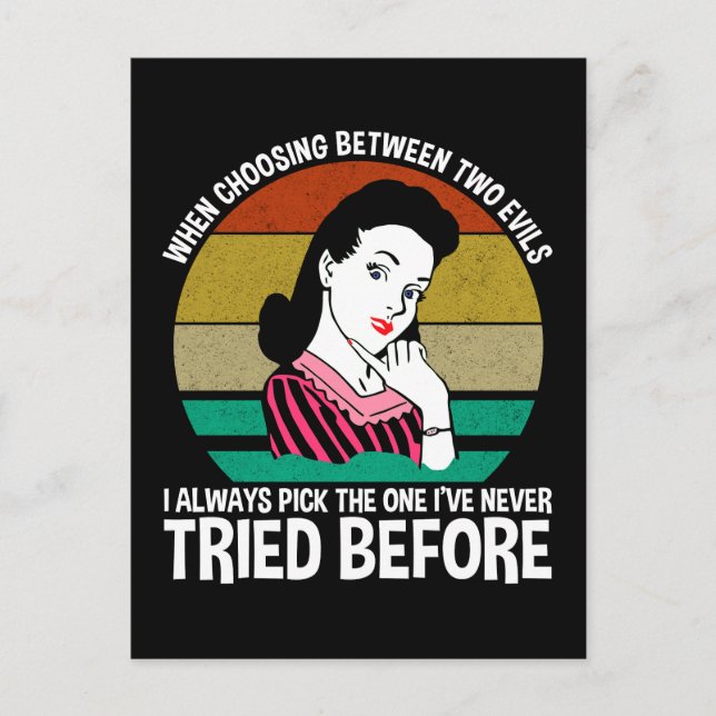 Bei der Auswahl zwischen zwei Evils Postkarte (Vorderseite)