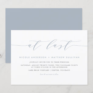 Bei der letzten Dusty Blue Minimalistisch Script H Einladung