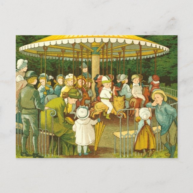 Bei der Merry Go-Runde Postkarte (Vorderseite)