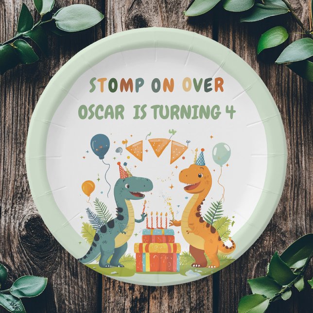 "Bei Dinosaurier zum Geburtstag anhalten Pappteller (Von Creator hochgeladen)