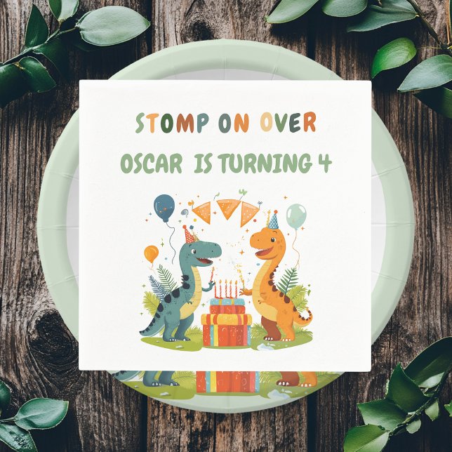 "Bei Dinosaurier zum Geburtstag anhalten Serviette (Von Creator hochgeladen)