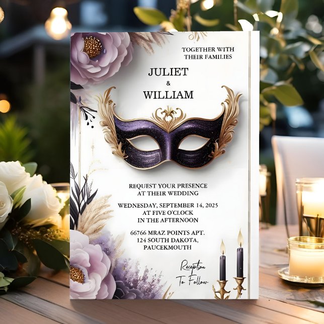 Bei Dress Code Prom Kostümmasquerade Ball Hochzeit Einladung (Von Creator hochgeladen)