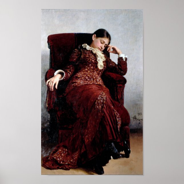Bei einer Erholung, Ilya Repin Poster (Vorne)