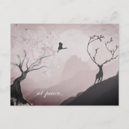 bei Frieden ~ Rosa Vollmond und Berglandschaft Jap Postkarte