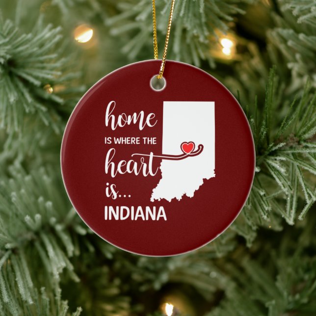 Bei Indiana Zuhause ist das Herz Keramik oder Name Ornament (Baum)