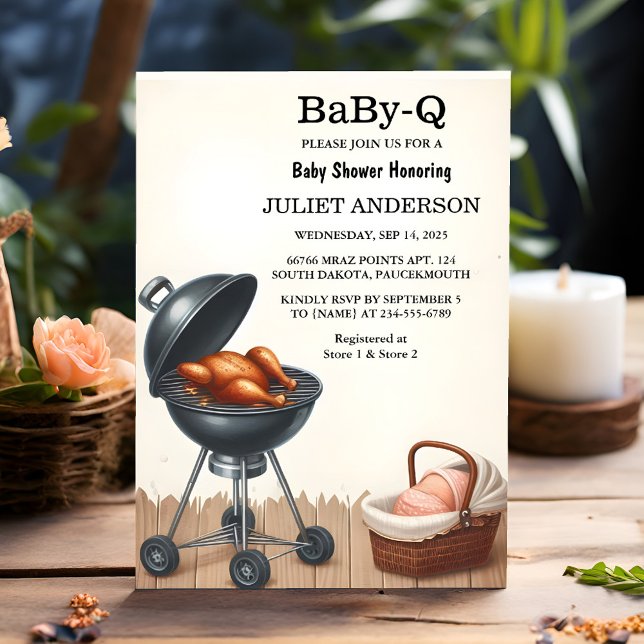 Bei Kariert Babyq Fun Food Steak Beef Grillen Baby Einladung (Von Creator hochgeladen)