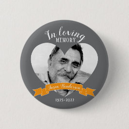 Bei liebenden Erinnerungen Foto Herzname Orange-Ta Button