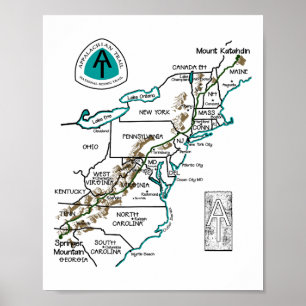 Bei Logo Appalachian Trail Wanderkarte Poster