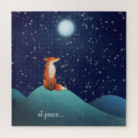bei Ruhe ~ charmanter Fuchs unter Vollmond sitzen