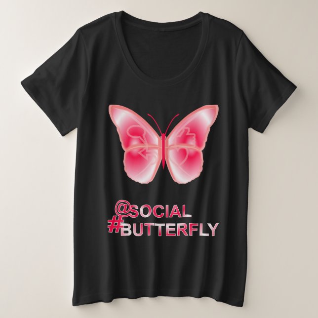 Bei Social Hashtag Butterfly Große Größe T-Shirt (Design vorne)