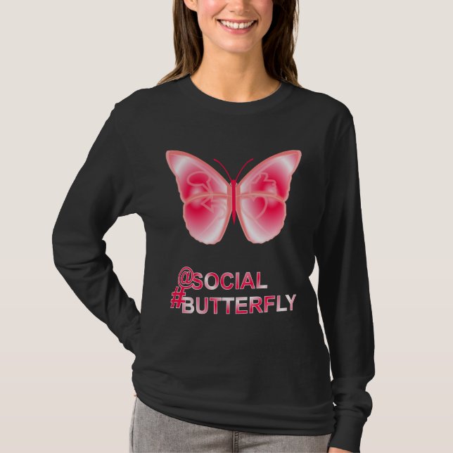 Bei Social Hashtag Butterfly T-Shirt (Vorderseite)
