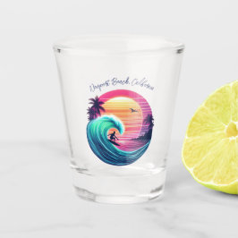 Bei Sonnenuntergang die Wave reiten Schnapsglas