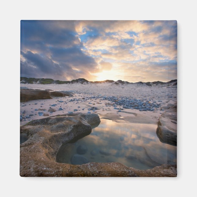 Bei Sonnenuntergang in einer Pfütze Magnet (Vorne)