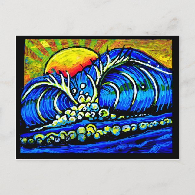 bei Sonnenuntergang surfen Postkarte (Vorderseite)