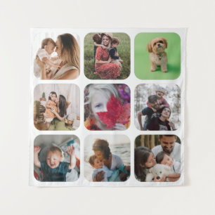 Beibehalten der Foto Collage Quadrat Vorlage runde Wandteppich