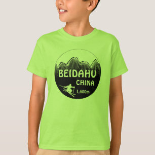 Beidahu China-Grün-Jungs-Skigobild T-Shirt