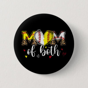 Beide Baseball Softball Herz Leopard Mütter Da Button