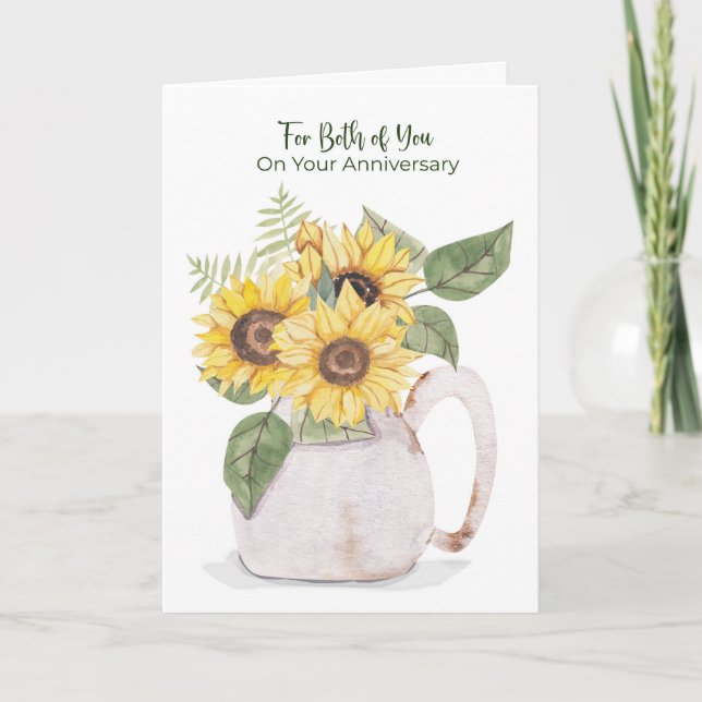 Beide Hochzeitssonnenblumen Krug Liebe Karte (Vorderseite)