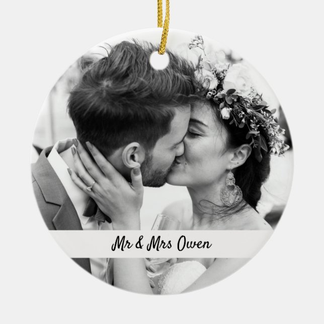 Beide Seiten Hochzeitssalons Foto-Ornamente halten Keramik Ornament (Vorne)