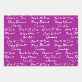 Beifall auf 20 Jahre Rosa Magenta Happy Rente Geschenkpapier Set