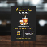Beifall auf 60 Jahre Whiskey Cigar Bourbon Geburts Einladung<br><div class="desc">Mit unserem "Cheers to 60 Years" Whiskey Bourbon Birthday Party Einladung ein Glas heben und bis zu vier Jahrzehnte an Exzellenz toast! Dieses Design vereint die Eleganz des alten Whiskeys mit eleganter Typografie und bourbon-inspirierten Details. Begleiten Sie uns für eine Nacht mit feinen Spirituosen, köstlichen Bissen und unvergesslichen Erinnerungen, während...</div>
