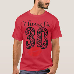 Beifall bis 30 Jahre Lips Happy Birthday Leopard B T-Shirt