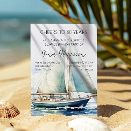 Beifall bis 60 Jahre Sailboat Geburtstagsparty Einladung