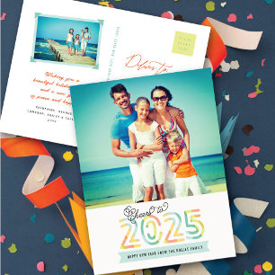 Beifall für 2025 Zitrusfrüchte Streifen Frohes Neu Feiertagspostkarte