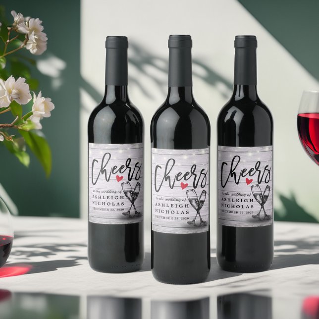 Beifall für das knackige Hochzeitsglanz-Glas-Holz Weinetikett (Von Creator hochgeladen)