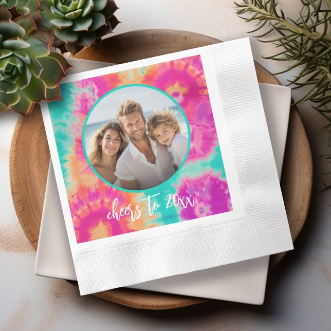 Beifall für das neue Jahr Krawatte-Dye Aquamarine  Serviette (Personalized Photo Party Napkins)