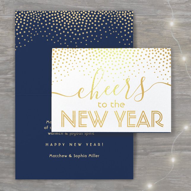 Beifall für das neue Jahr Stilvolle Confetti Navy  Folienkarte (Von Creator hochgeladen)