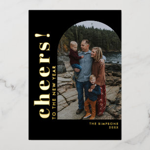 Beifall für das neue Jahr Typografisches Foto Folien Feiertagskarte