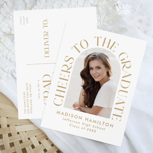 Beifall für die Graduate Arch Foto Graduation Part Einladungspostkarte (Von Creator hochgeladen)