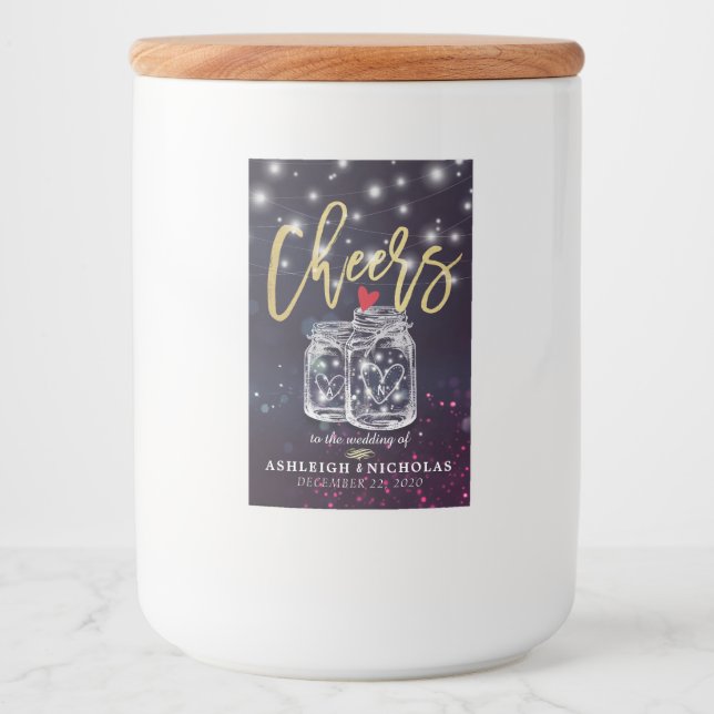 Beifall für die Hochzeit Chic Mason Jar Lila Licht Lebensmitteletikett (Vorderseite)